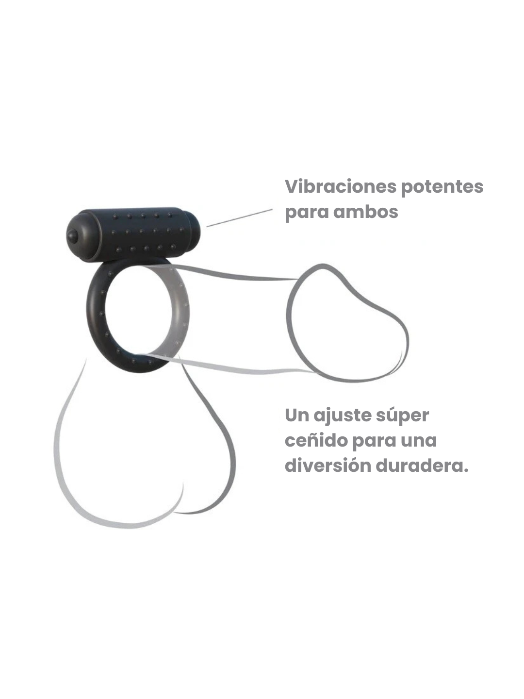 Anillo vibrador juguete sexual para adultos fabricado en silicona de grado corporal, con textura lisa y diseño flexible